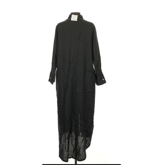 Lanhtropy Pacific Dress 100% Linen Long Sleeve Button Front Long with Pockets - Picture 3 of 7